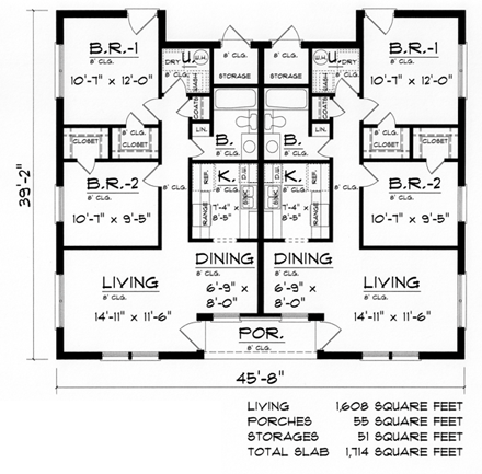 Multi-Family Plan 60809 First Level Plan