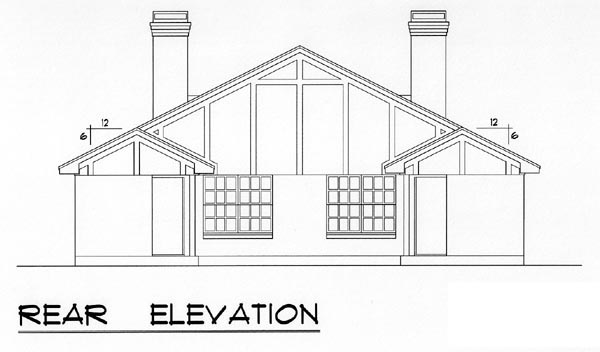 European Narrow Lot Tudor Rear Elevation of Plan 60813