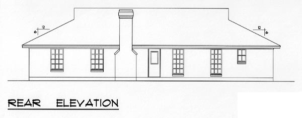 Country Ranch Rear Elevation of Plan 60814