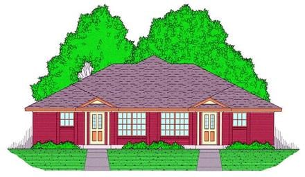 Country Narrow Lot Ranch Traditional Elevation of Plan 60816