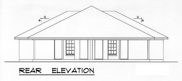Country Narrow Lot Ranch Traditional Rear Elevation of Plan 60816