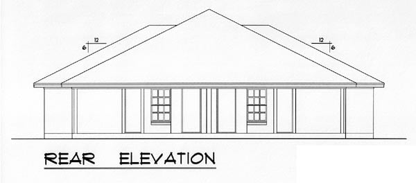 Country Narrow Lot Traditional Rear Elevation of Plan 60817