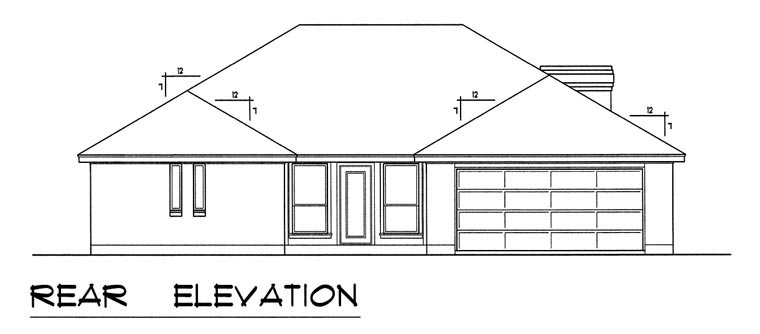 European Traditional Rear Elevation of Plan 60829