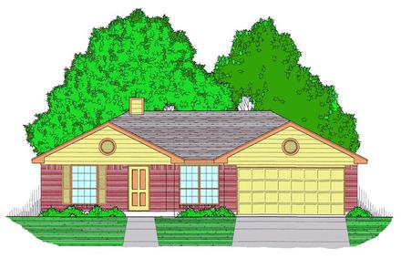 Ranch Traditional Elevation of Plan 60832