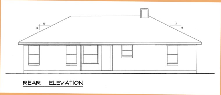 Ranch Traditional Rear Elevation of Plan 60832
