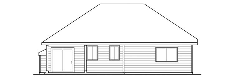 Cottage Country Ranch Traditional Rear Elevation of Plan 60900