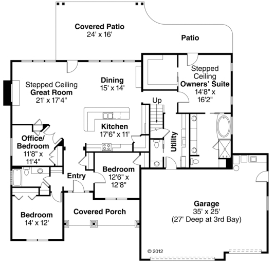 Contemporary Country Craftsman Ranch Level One of Plan 60901