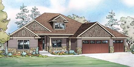 Contemporary Country Craftsman Ranch Elevation of Plan 60901