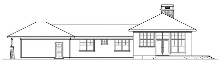 Bungalow Craftsman Florida Ranch Rear Elevation of Plan 60906