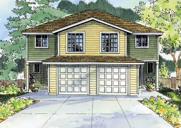 Multi-Family Plan 60907 Elevation