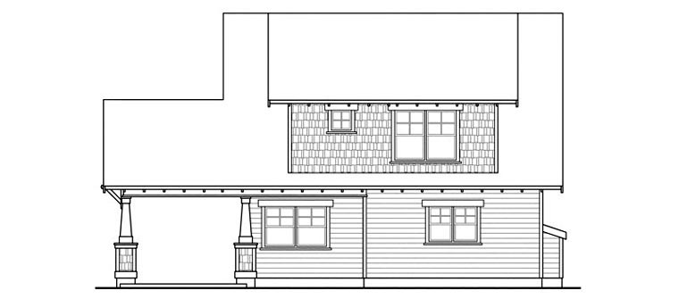 Bungalow Cape Cod Cottage Country Craftsman Rear Elevation of Plan 60911