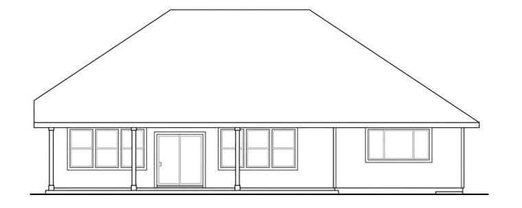 Cape Cod Cottage Craftsman Ranch Rear Elevation of Plan 60912