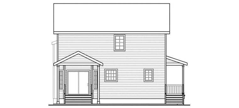 Cottage Country Florida Traditional Rear Elevation of Plan 60913