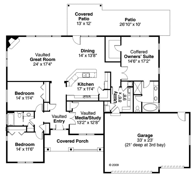 European Ranch Traditional Level One of Plan 60915