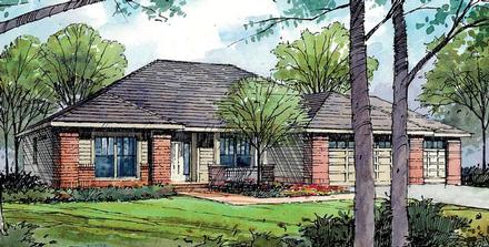 European Ranch Traditional Elevation of Plan 60915