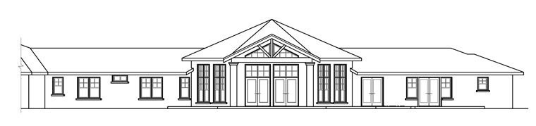 Contemporary Ranch Traditional Tudor Rear Elevation of Plan 60916