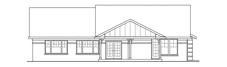 Contemporary Ranch Traditional Tudor Rear Elevation of Plan 60917