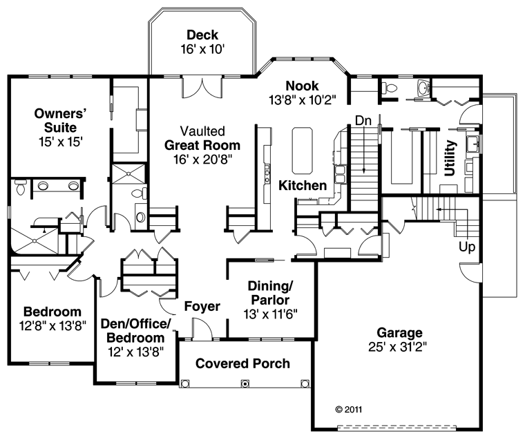 Craftsman Ranch Traditional Level One of Plan 60918