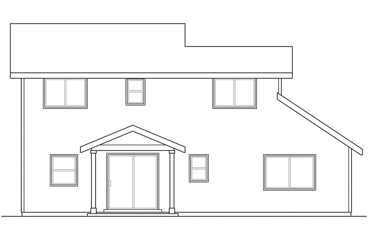 Contemporary Country Ranch Traditional Rear Elevation of Plan 60921