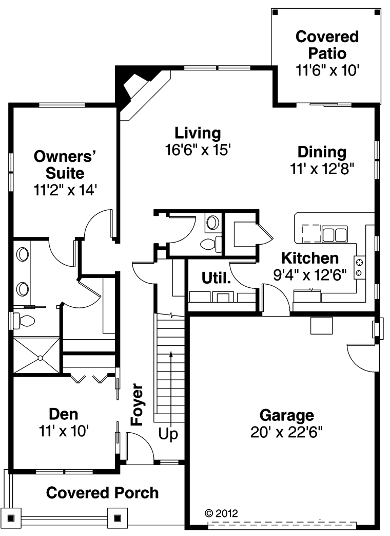 Contemporary Cottage Country Craftsman Ranch Level One of Plan 60923