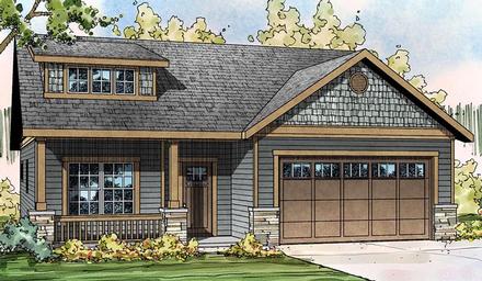 Contemporary Cottage Country Craftsman Ranch Elevation of Plan 60923
