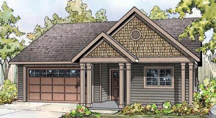 Contemporary Cottage Country Craftsman Ranch Elevation of Plan 60924