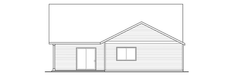 Contemporary Cottage Country Craftsman Ranch Rear Elevation of Plan 60924