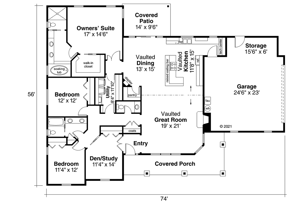 Contemporary Country Craftsman Ranch Level One of Plan 60925