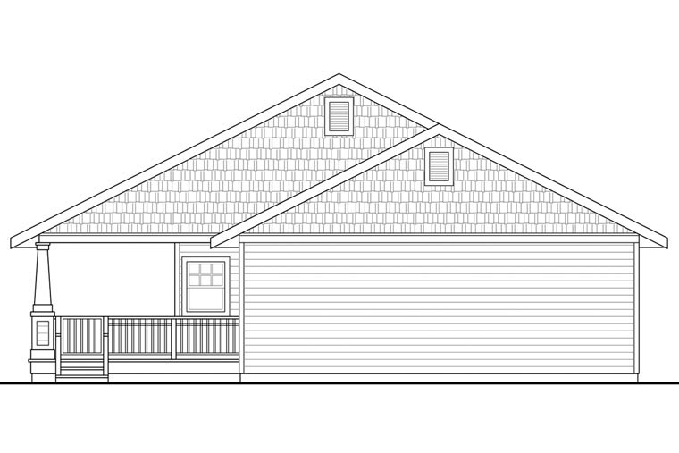 Cottage Country Craftsman Ranch Rear Elevation of Plan 60926