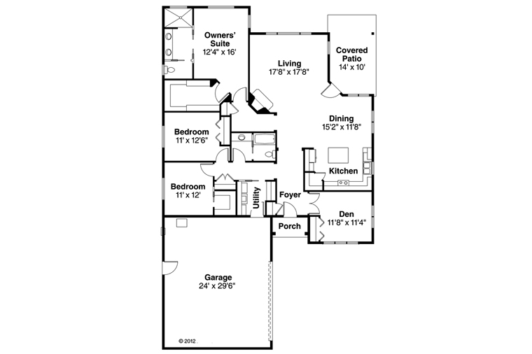 Bungalow Contemporary Craftsman Prairie Style Ranch Level One of Plan 60929