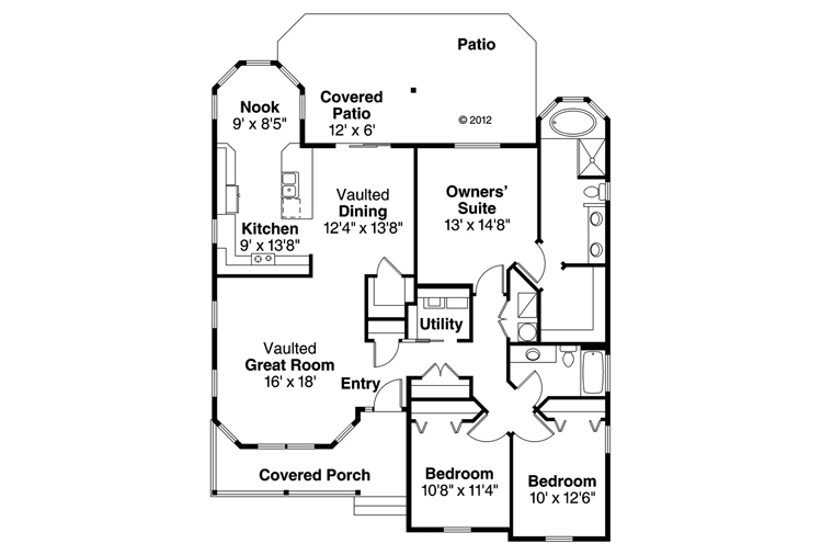 Cottage Country Ranch Traditional Level One of Plan 60931