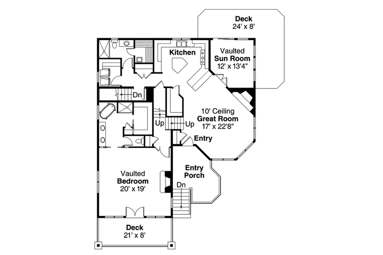 Cape Cod Contemporary Country European Tudor Level One of Plan 60933