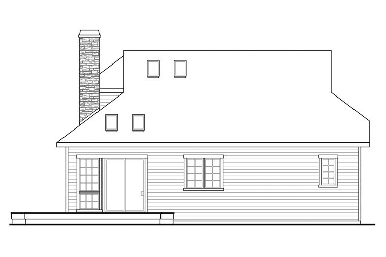 Cape Cod Contemporary Country European Tudor Rear Elevation of Plan 60933