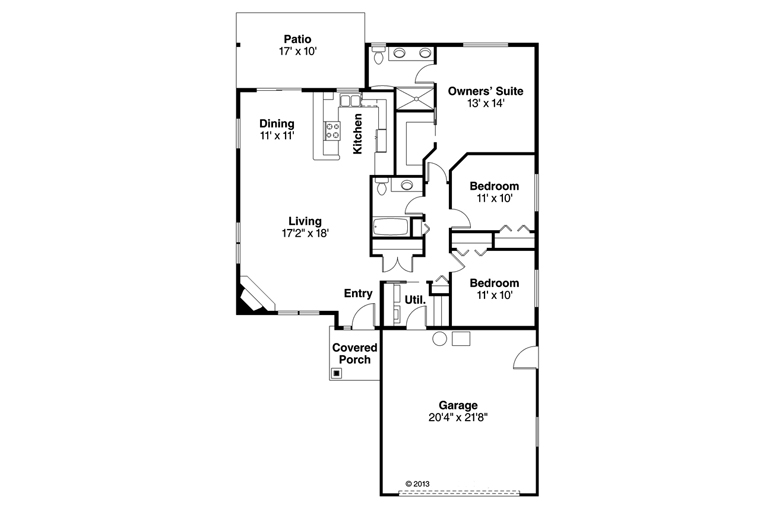 Contemporary Country Ranch Traditional Level One of Plan 60935