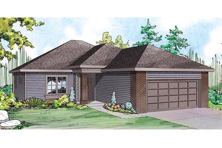 Contemporary Country Ranch Traditional Elevation of Plan 60935