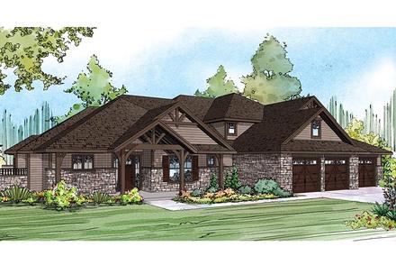 Contemporary Country Craftsman European Traditional Elevation of Plan 60936