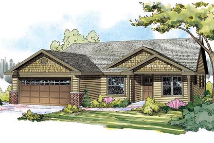 Cottage Country Craftsman European Ranch Elevation of Plan 60937