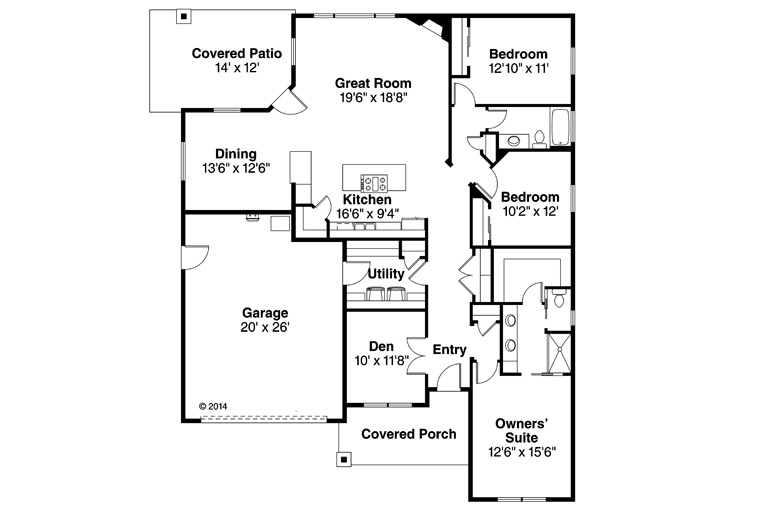Contemporary Cottage Country Craftsman Ranch Level One of Plan 60938