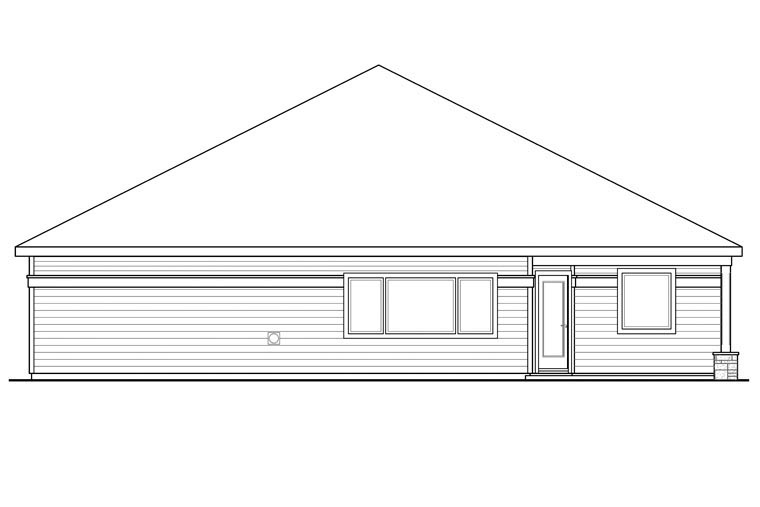 Contemporary Cottage Country Craftsman Ranch Rear Elevation of Plan 60938