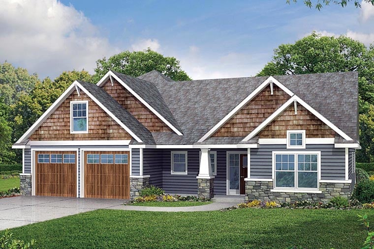 Craftsman Style House Plan Number 60942 With 3 Bed Bath 2 Car Garage