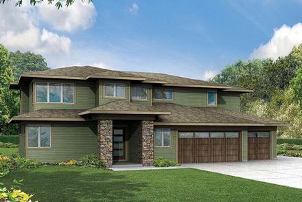 Contemporary Craftsman Elevation of Plan 60944