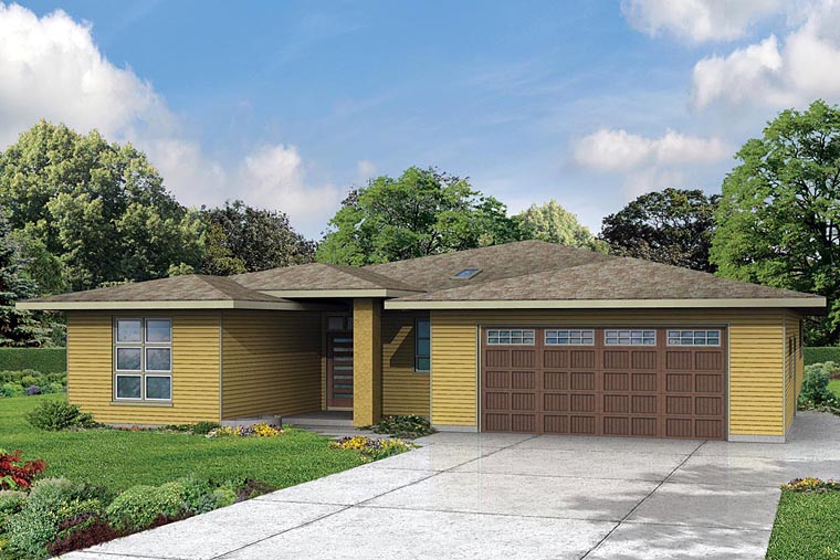 Contemporary, Craftsman, Prairie Style, Ranch Plan with 2279 Sq. Ft., 3 Bedrooms, 2 Bathrooms, 2 Car Garage Elevation