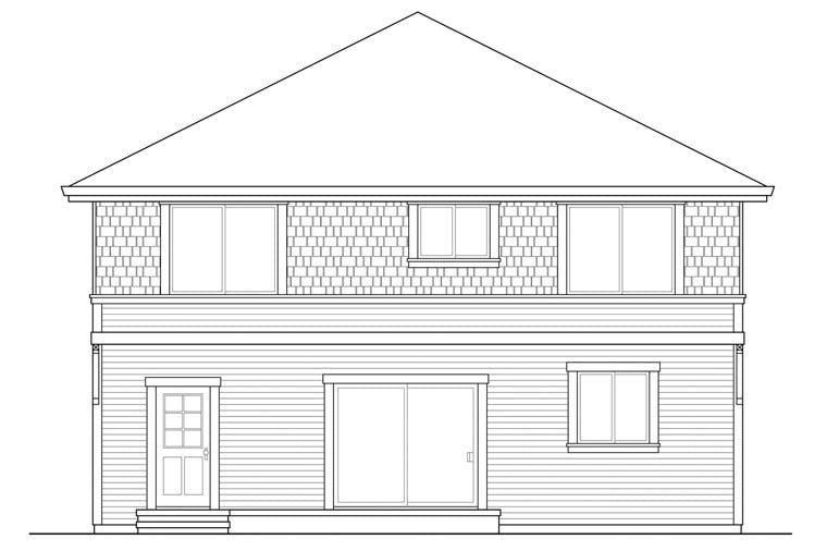 Cape Cod, Cottage, Country Plan with 2717 Sq. Ft., 4 Bedrooms, 3 Bathrooms, 2 Car Garage Rear Elevation