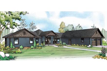 Contemporary Country Craftsman Ranch Elevation of Plan 60948