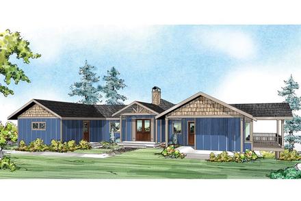 Cape Cod Contemporary Prairie Style Ranch Elevation of Plan 60949