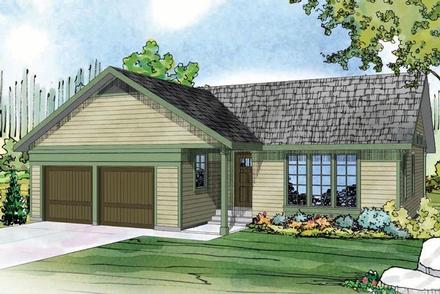 Contemporary Country Ranch Elevation of Plan 60950