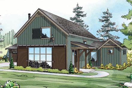 Contemporary Cottage Country Craftsman Ranch Elevation of Plan 60951