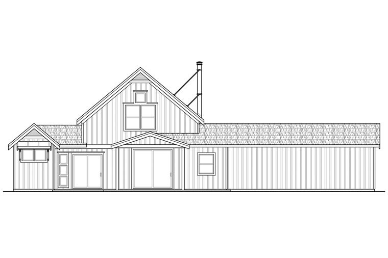 Contemporary, Cottage, Country, Craftsman, Ranch Plan with 2291 Sq. Ft., 3 Bedrooms, 3 Bathrooms, 2 Car Garage Rear Elevation