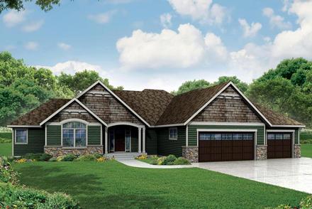 Craftsman Ranch Traditional Elevation of Plan 60954