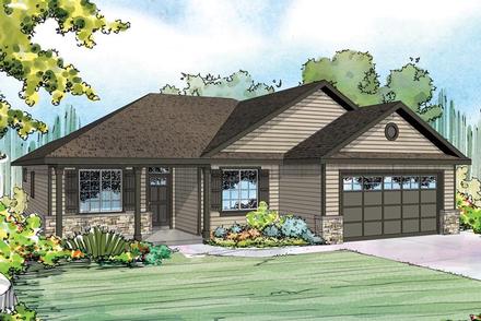 Contemporary Cottage Country Ranch Elevation of Plan 60956